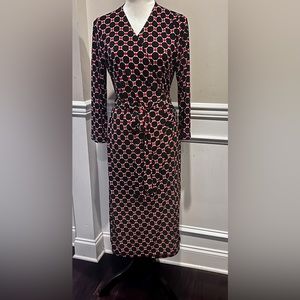 RENEE C. Printed Wrap Dress - Black Multi – Size Large